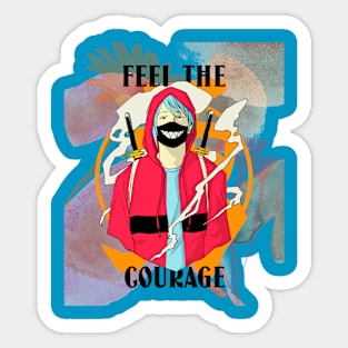 Feel the Courage (anime boy hoodie mask) Sticker